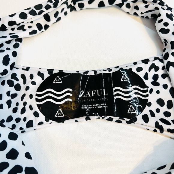ZAFUL — BLACK & WHITE SPECKLED STRAPLESS BIKINI, BRAND NEW, SIZE US SMALL (US 4) - Picture 8 of 12